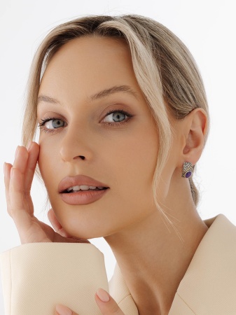 Серьги из серебра с чароитами