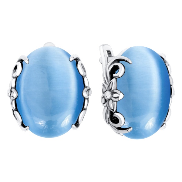 Серьги из серебра с кошачим глазом