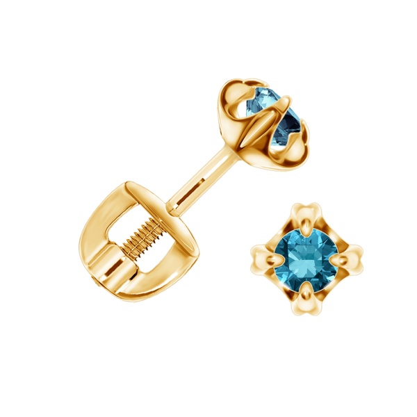 Пусеты из серебра с лондон топазом П320072340-76 от KRASNOE, металл Серебро, вставка Топаз London