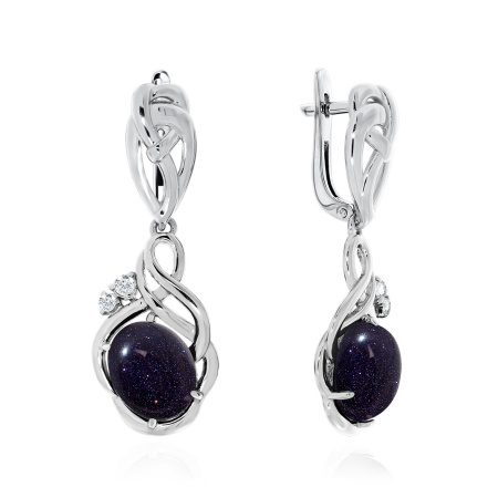 Серьги из серебра с авантюрином 2340360947-80 от KRASNOE, металл Серебро, вставка Авантюрин Синт.