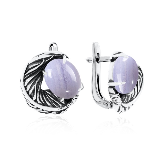 Серьги из серебра с агатом