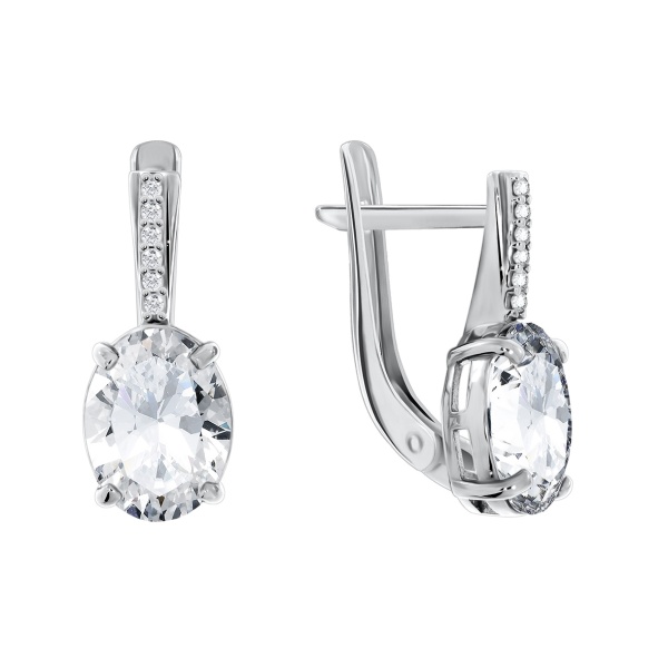 Серьги из серебра с фианитом