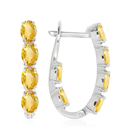 Серьги из серебра с цитрином