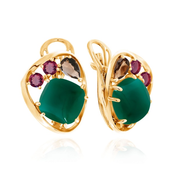 Серьги из серебра с агатами и фианитами 2320391169-60 от KRASNOE, металл Серебро, вставка Агат