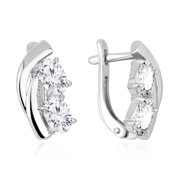 Серьги из серебра с фианитом