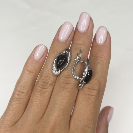 Серьги из серебра с агатом