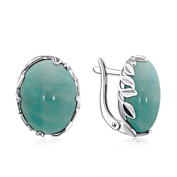 Серьги из серебра с амазонитами со скидкой