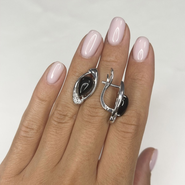 Серьги из серебра с агатом