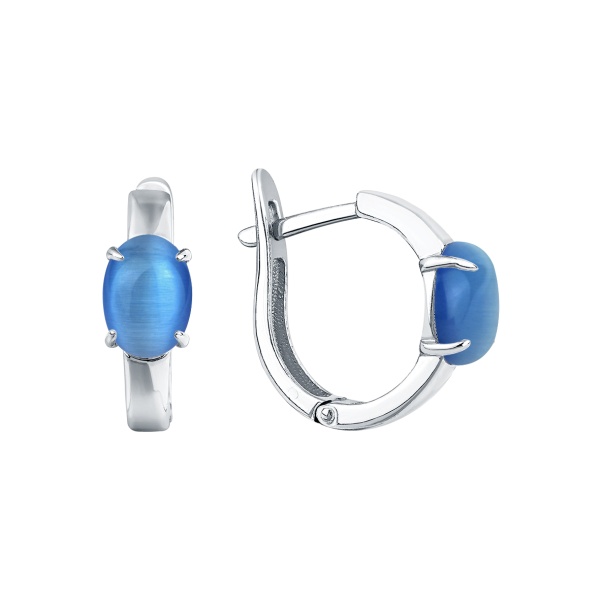 Серьги из серебра с кошачий глазами в ювелирном интернет-магазине