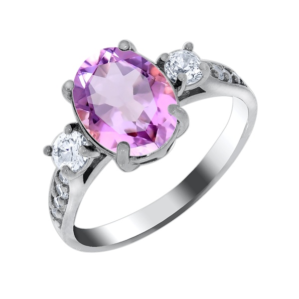 Кольцо из серебра с кварцем и фианитами со скидкой