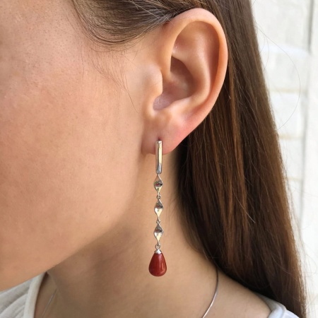 Серьги из серебра с агатами 2340391515-40 от KRASNOE, металл Серебро, вставка Агат