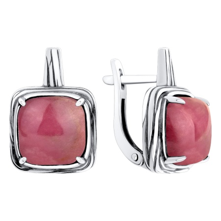 Серьги из серебра с родонитами