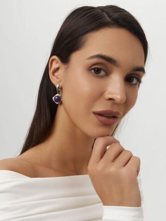 Серьги из серебра с чароитами 2317462403 от KRASNOE, металл Серебро, вставка Чароит