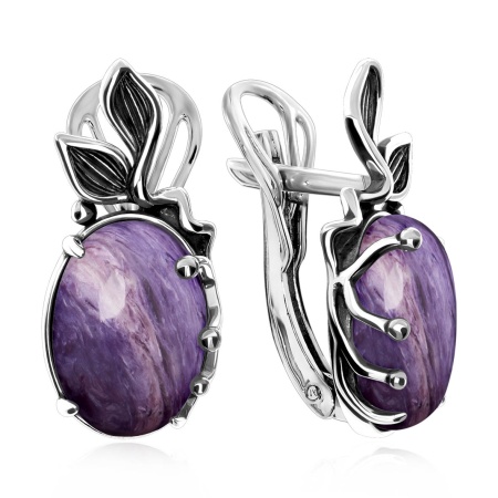 Серьги из серебра с чароитом
