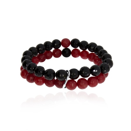 Купить браслет из серебра с агатами и ониксами