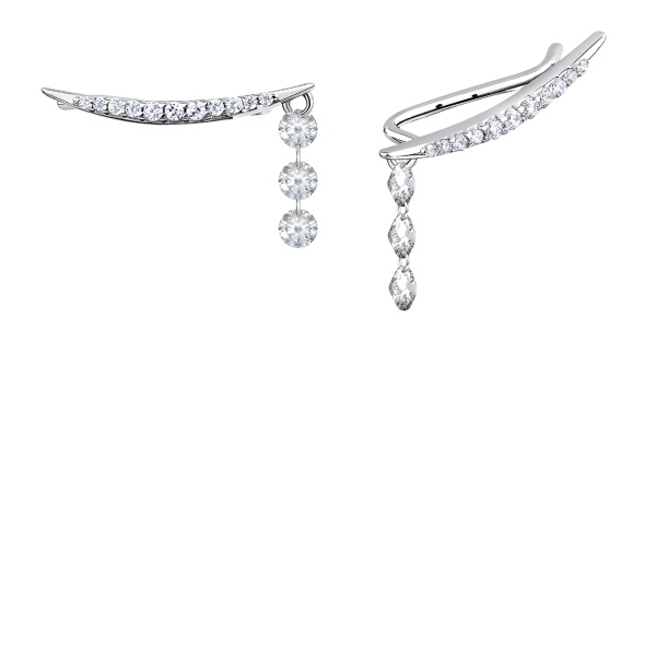 Серьги из серебра с фианитами 2340204903л-2 от KRASNOE, металл Серебро, вставка Фианит