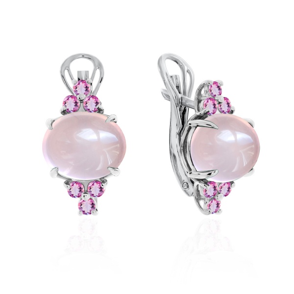 Серьги из серебра с кварцем и фианитами 2340100940-30 от KRASNOE, металл Серебро, вставка Кварц