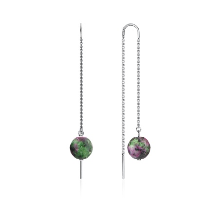 Серьги из серебра с цоизитами