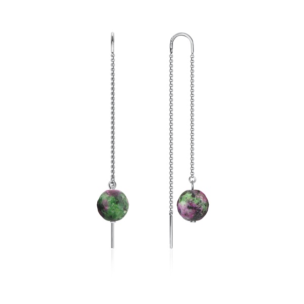 Серьги из серебра с цоизитами