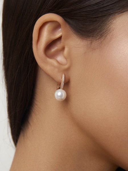 Серьги из серебра с жемчугами и фианитами в ювелирном интернет-магазине