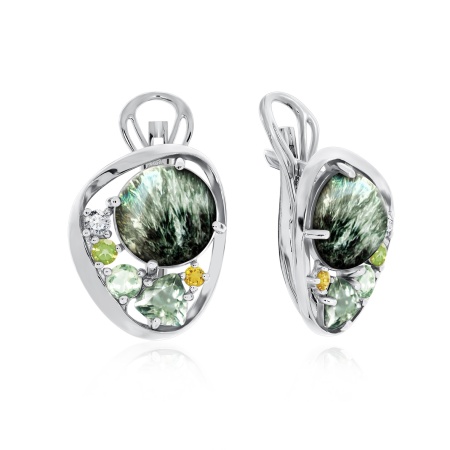 Серьги из серебра 2340921170 от KRASNOE, металл Серебро, вставка Серафинит