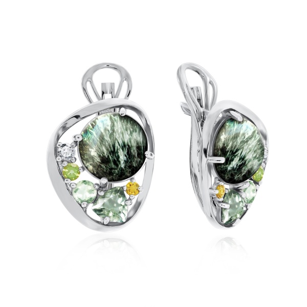 Серьги из серебра 2340921170 от KRASNOE, металл Серебро, вставка Серафинит