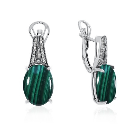 Серьги из серебра с малахитом