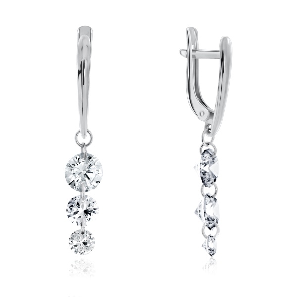 Серьги из серебра с фианитами