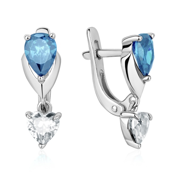 Серьги из серебра с топазами и топазами в ювелирном интернет-магазине