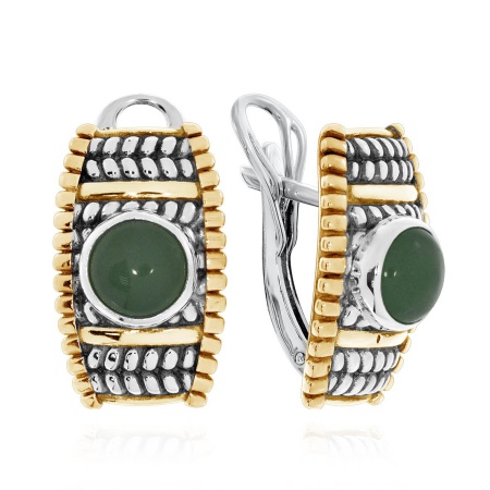 Серьги из серебра с авантюрином 2317361755-1-60 от KRASNOE, металл Серебро, вставка Авантюрин Натур.