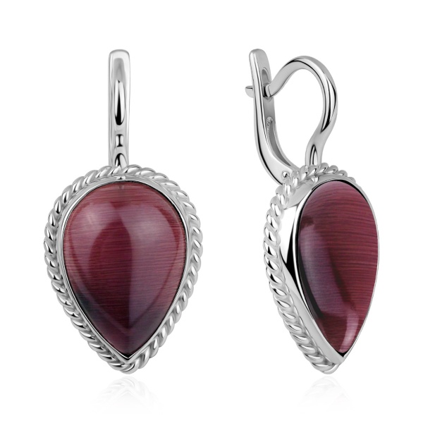 Серьги из серебра с кошачим глазом в ювелирном интернет-магазине
