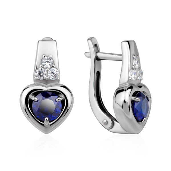 Серьги из серебра с ситаллами и фианитами в ювелирном интернет-магазине