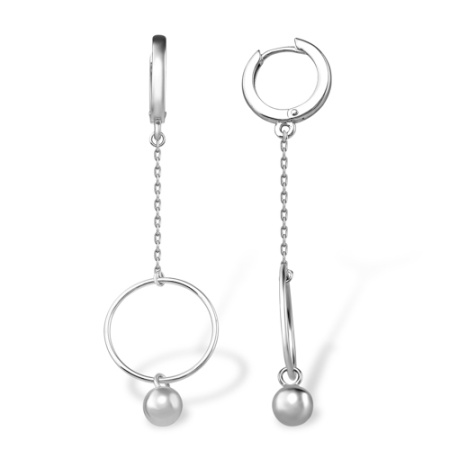 Серьги из серебра без вставок 1200018949 от KRASNOE, металл Серебро, вставка Без вставок