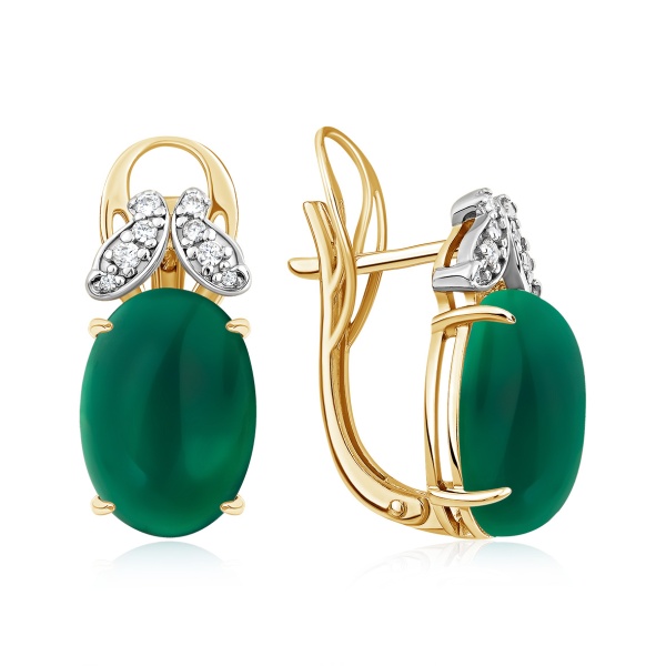 Серьги из серебра с агатами и фианитами в ювелирном интернет-магазине