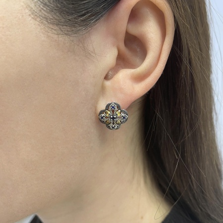 Серьги из серебра с сапфиром