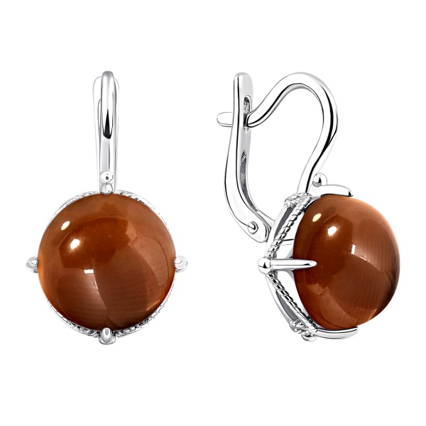 Серьги из серебра с топазами 2340105040 от KRASNOE, металл Серебро, вставка Раухтопаз