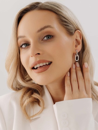 Серьги из серебра без вставок 2340405591 от KRASNOE, металл Серебро, вставка Без вставок