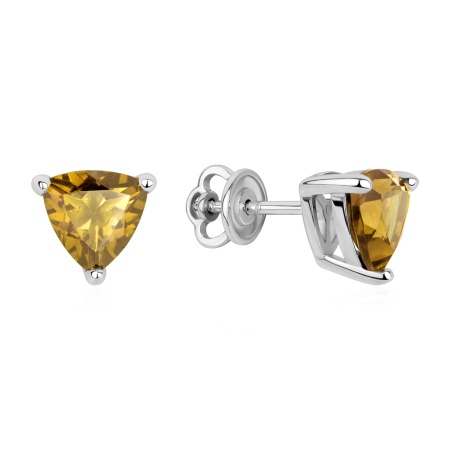 Пусеты из серебрас цитрином