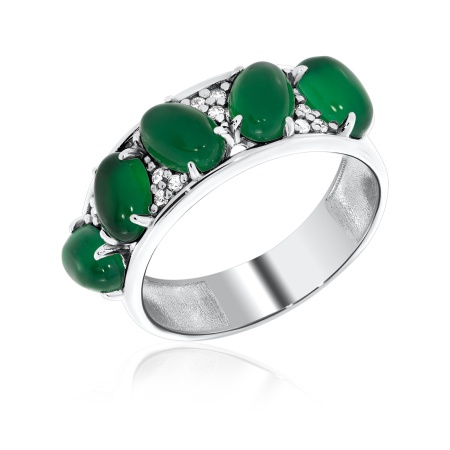 Купить кольцо из серебра с агатами и фианитами в интернет-магазине KRASNOE