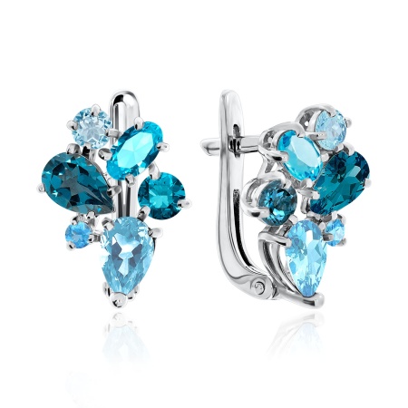 Серьги из серебра с фианитами и ситаллами 2340880871-1 от KRASNOE, металл Серебро, вставка Ситалл