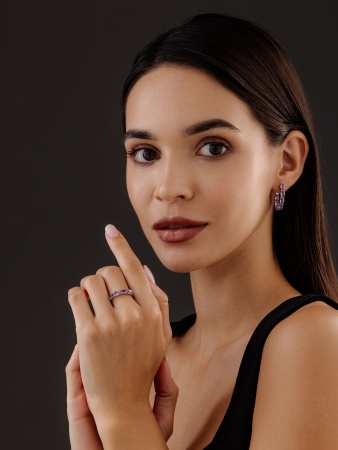 Серьги из серебра с аметист 2340061182 от KRASNOE, металл Серебро, вставка Аметист