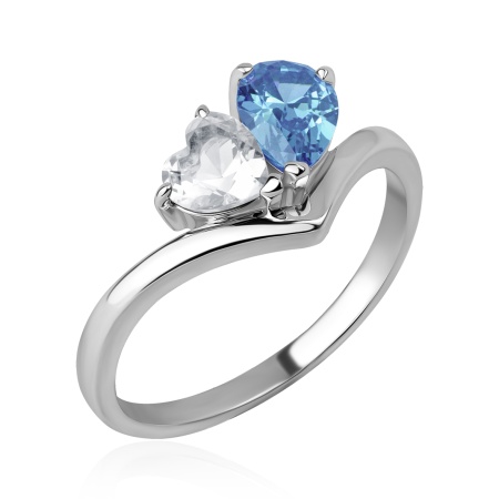 Купить кольцо из серебра с топазом и топазом в интернет-магазине KRASNOE
