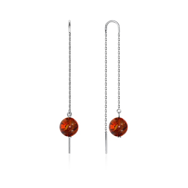 Серьги из серебра с янтарём