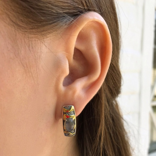 Серьги из серебра с лабрадоритами