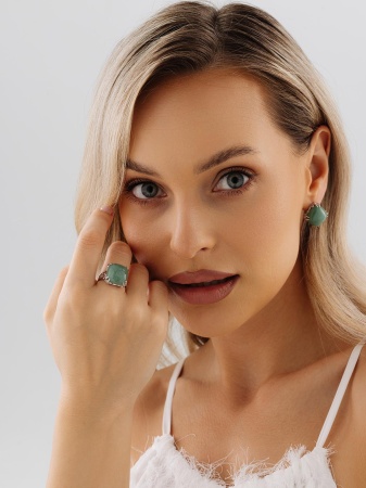 Купить кольцо из серебра с авантюрином в интернет-магазине KRASNOE