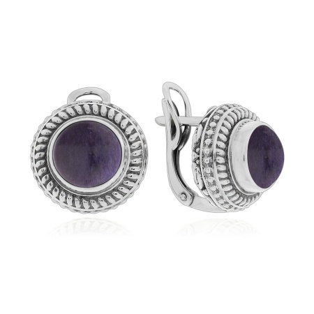 Серьги из серебра с чароитами