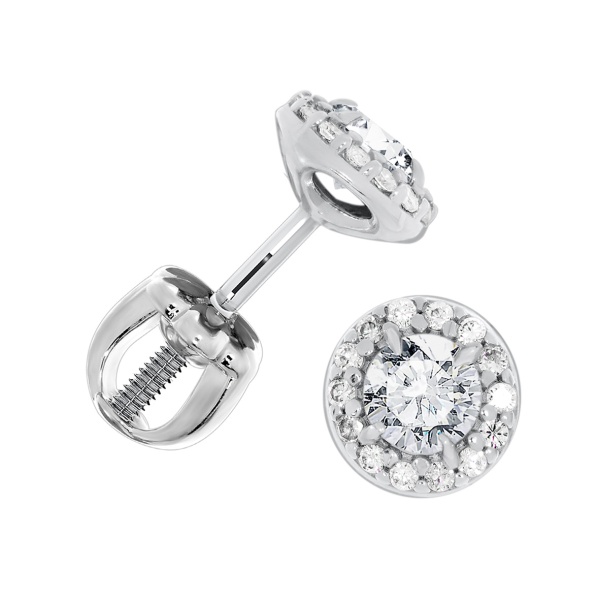 Пусеты из серебра с топазами и фианитами