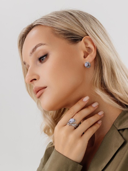 Серьги из серебра с агатами 2310391601-84 от KRASNOE, металл Серебро, вставка Агат