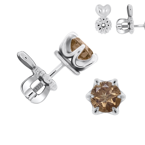 Пусеты из серебра с топазами