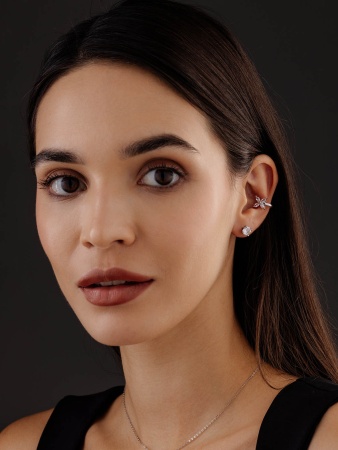 Пусеты из серебра с фианитами